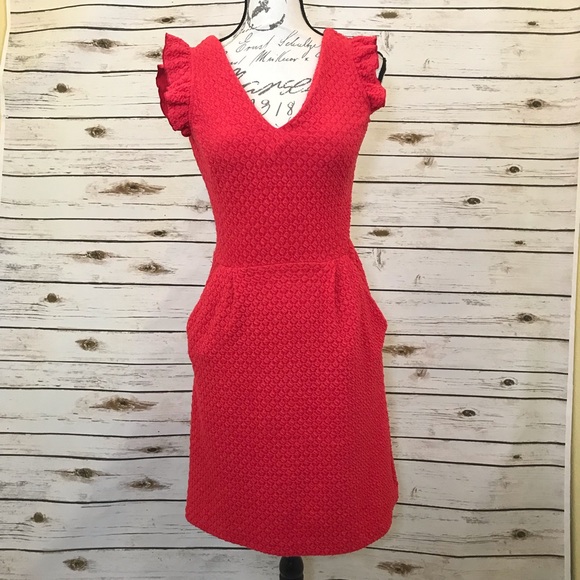 SOLD Anthropologie Tabitha Teahouse Red Quilted Dress - Picture 4 of 7